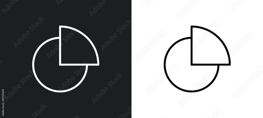 Poster chart pie line icon in white and black colors. chart pie flat vector icon from chart pie collection 