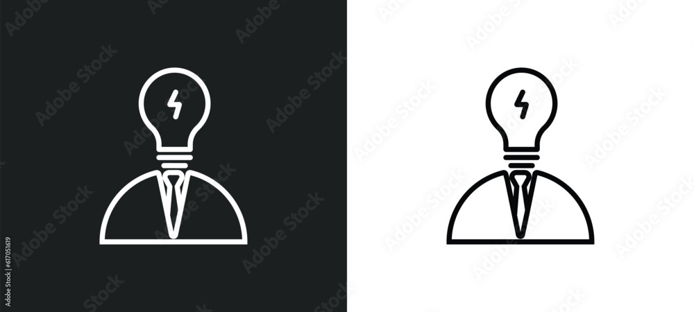 Poster business skills line icon in white and black colors. business skills flat vector icon from business 
