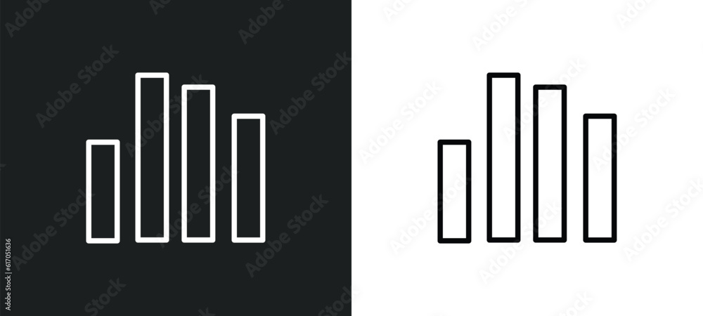Poster bar stats line icon in white and black colors. bar stats flat vector icon from bar stats collection 