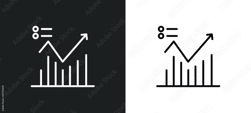 Poster analytic visualization line icon in white and black colors. analytic visualization flat vector icon 