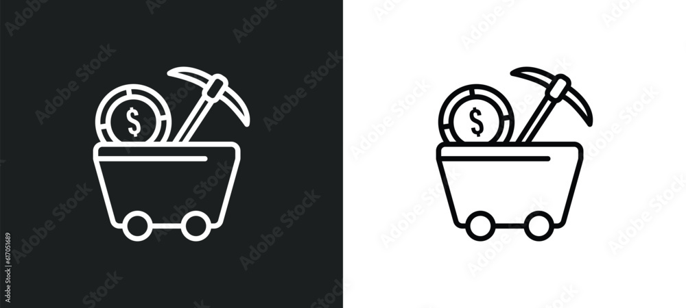 Poster proof of work line icon in white and black colors. proof of work flat vector icon from proof of work