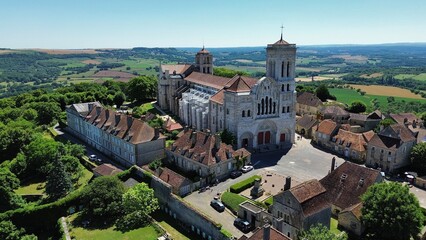 drone photo Basilique de Vézelay France europe