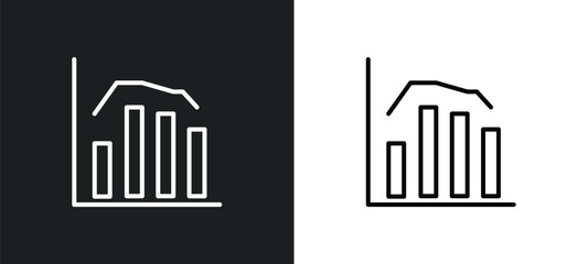 bars chart analysis line icon in white and black colors. bars chart analysis flat vector icon from bars chart analysis collection for web, mobile apps and ui.