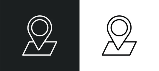 3d location graph line icon in white and black colors. 3d location graph flat vector icon from 3d location graph collection for web, mobile apps and ui.