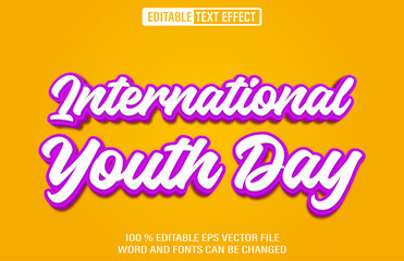 International Youth Day editable text effect 3d style template
