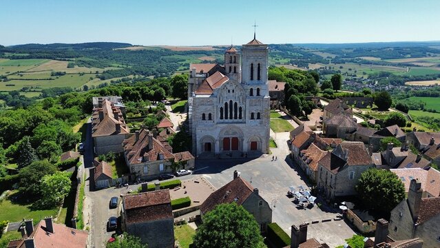 drone photo Basilique de Vézelay France europe