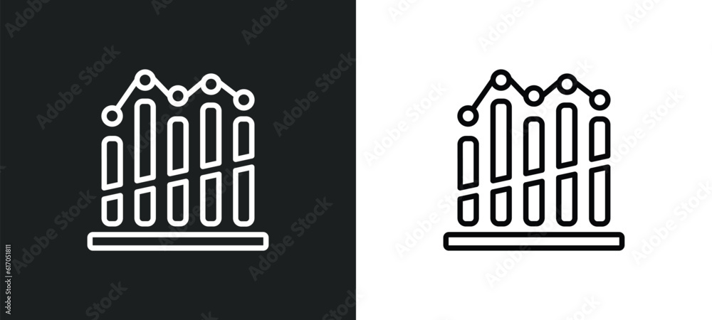 Poster business graph line icon in white and black colors. business graph flat vector icon from business gr