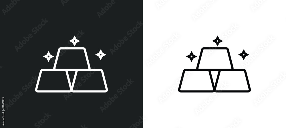 Poster ingot line icon in white and black colors. ingot flat vector icon from ingot collection for web, mob