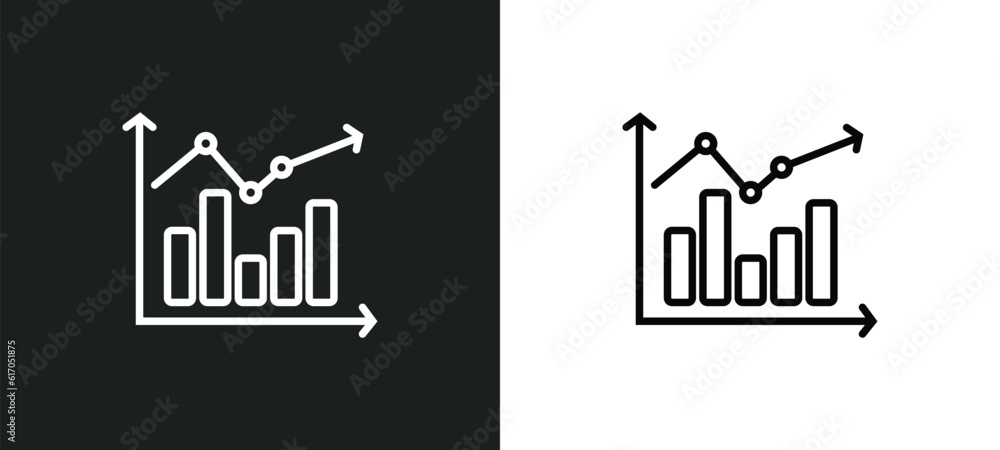Poster measuring success line icon in white and black colors. measuring success flat vector icon from measu