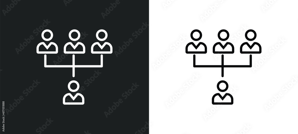 Aufkleber increase team work line icon in white and black colors. increase team work flat vector icon from inc