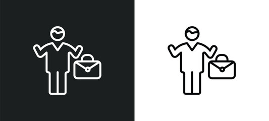 man success line icon in white and black colors. man success flat vector icon from man success collection for web, mobile apps and ui.