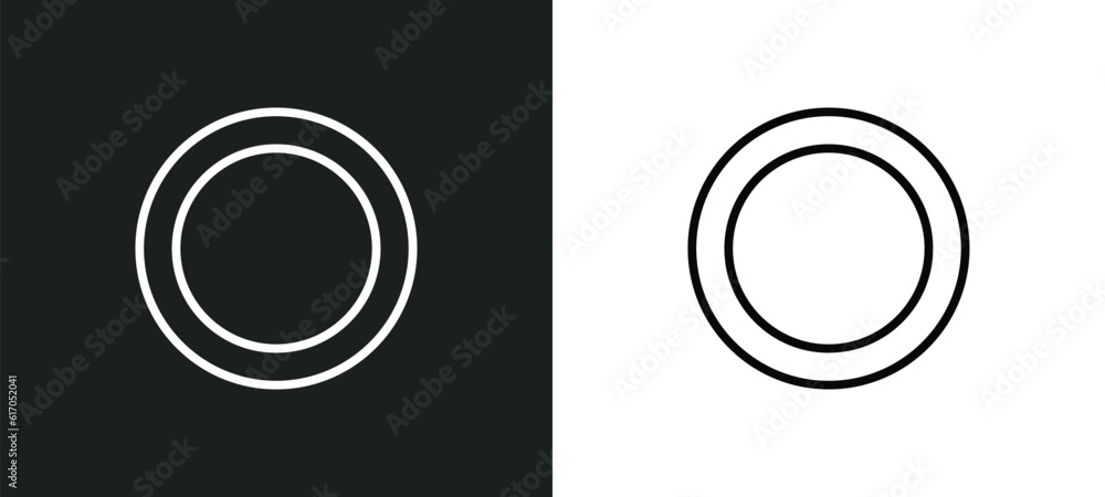 Aufkleber full circle line icon in white and black colors. full circle flat vector icon from full circle colle