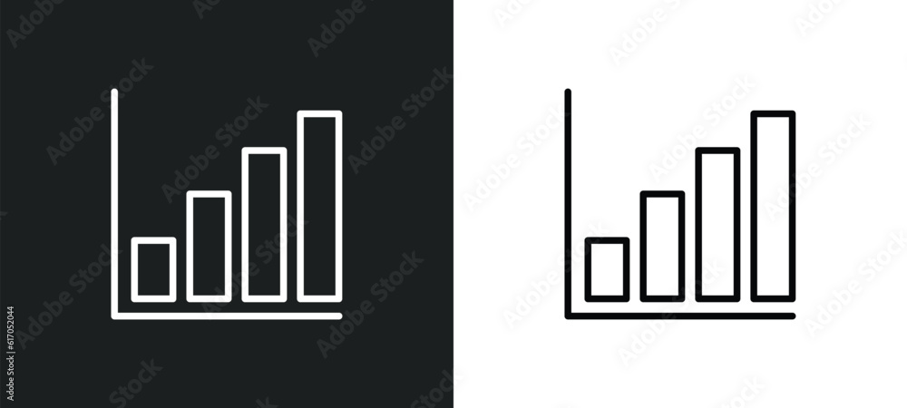 Aufkleber bar diagram line icon in white and black colors. bar diagram flat vector icon from bar diagram colle
