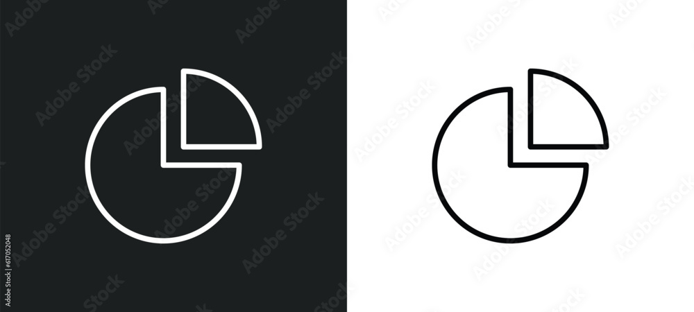 Aufkleber pie graphic line icon in white and black colors. pie graphic flat vector icon from pie graphic colle