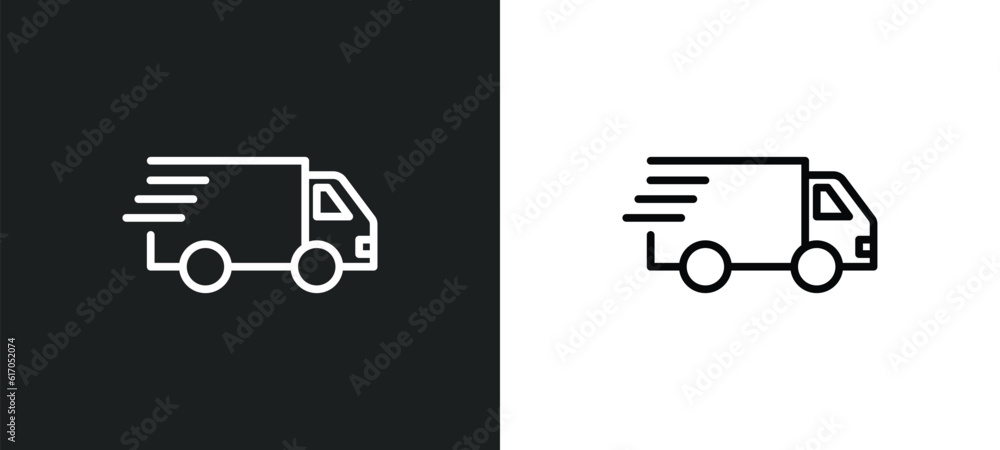 Poster logistic line icon in white and black colors. logistic flat vector icon from logistic collection for