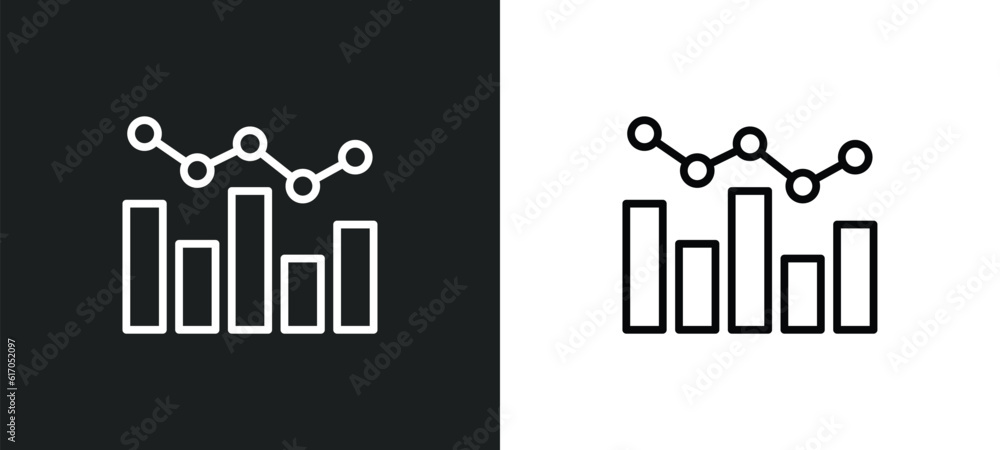 Poster graphs line icon in white and black colors. graphs flat vector icon from graphs collection for web, 