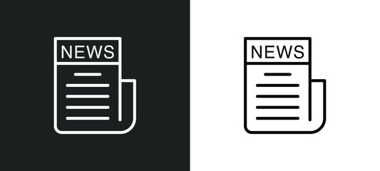 newspaper page line icon in white and black colors. newspaper page flat vector icon from newspaper page collection for web, mobile apps and ui.
