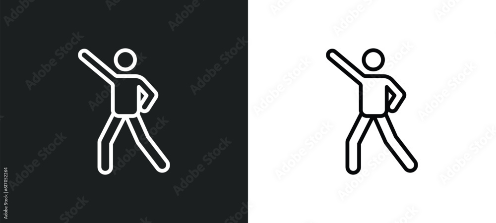Poster dancer line icon in white and black colors. dancer flat vector icon from dancer collection for web, 