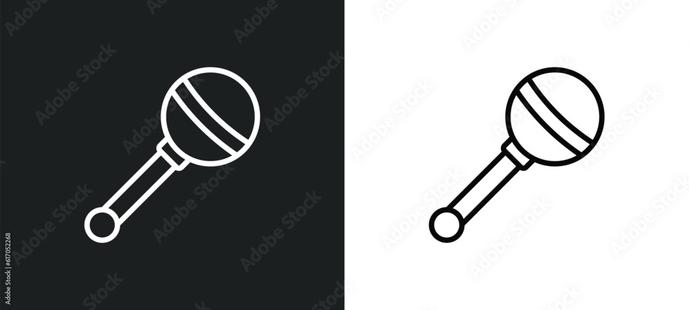 Aufkleber rattle line icon in white and black colors. rattle flat vector icon from rattle collection for web, 