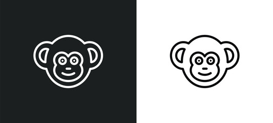 monkey line icon in white and black colors. monkey flat vector icon from monkey collection for web, mobile apps and ui. © IconArt