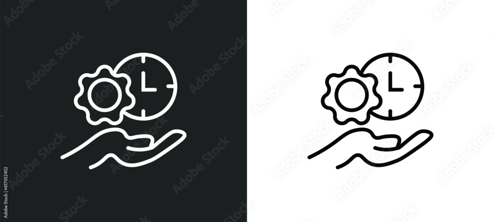Poster time management line icon in white and black colors. time management flat vector icon from time mana