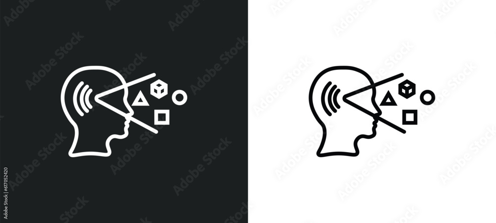 Poster perception line icon in white and black colors. perception flat vector icon from perception collecti