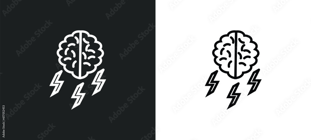 Poster brainstorm line icon in white and black colors. brainstorm flat vector icon from brainstorm collecti