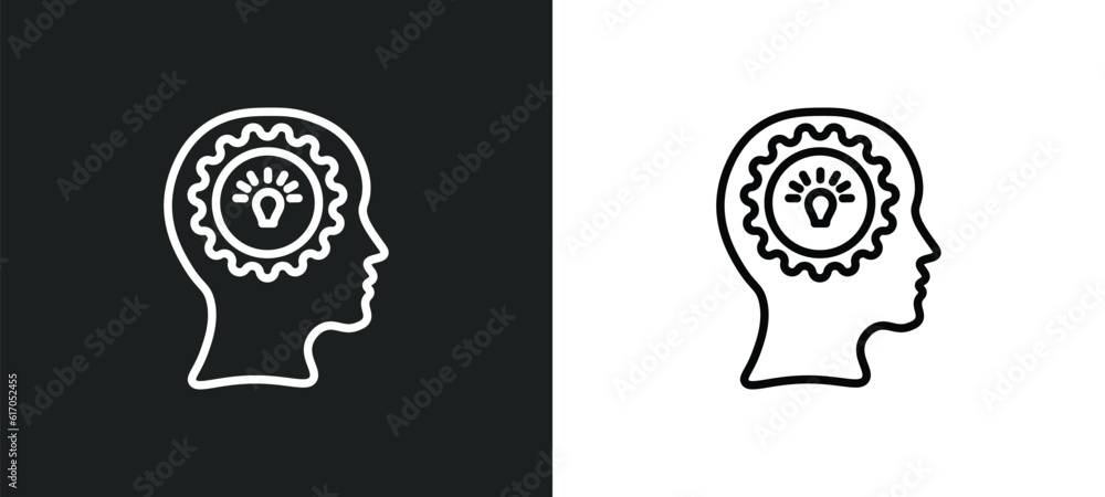 Poster mind line icon in white and black colors. mind flat vector icon from mind collection for web, mobile