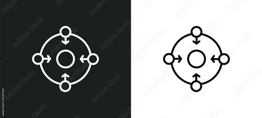 Aufkleber concentration line icon in white and black colors. concentration flat vector icon from concentration