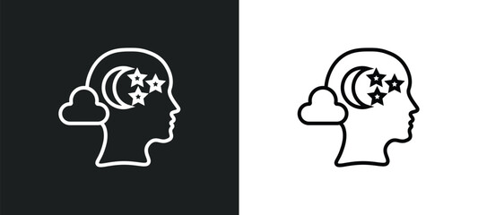 imagination line icon in white and black colors. imagination flat vector icon from imagination collection for web, mobile apps and ui.