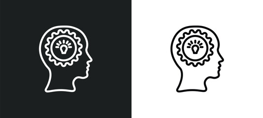 mind line icon in white and black colors. mind flat vector icon from mind collection for web, mobile apps and ui.