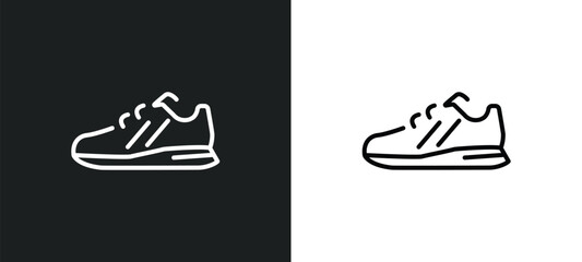 sport shoe line icon in white and black colors. sport shoe flat vector icon from sport shoe collection for web, mobile apps and ui.