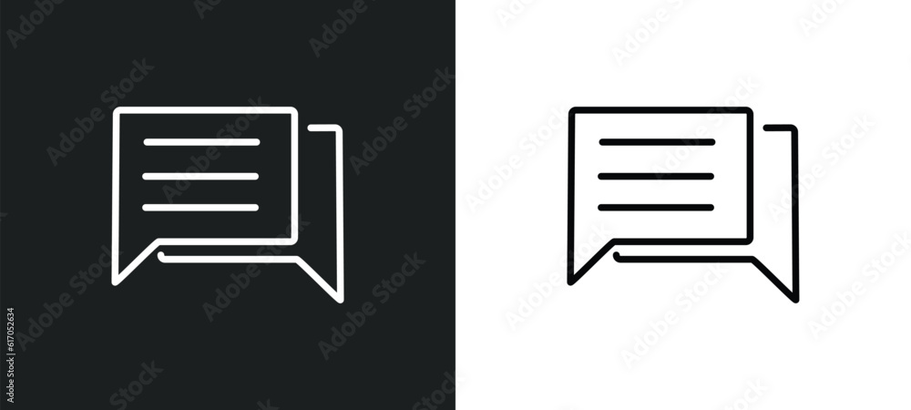 Poster comment line icon in white and black colors. comment flat vector icon from comment collection for we