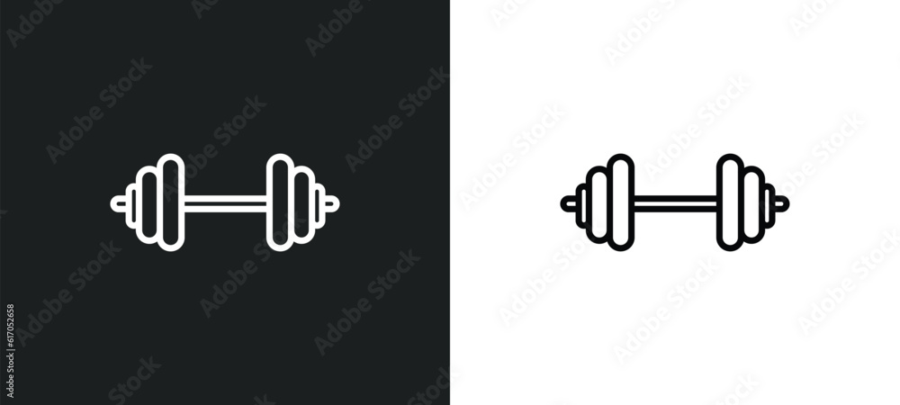 Poster weights line icon in white and black colors. weights flat vector icon from weights collection for we