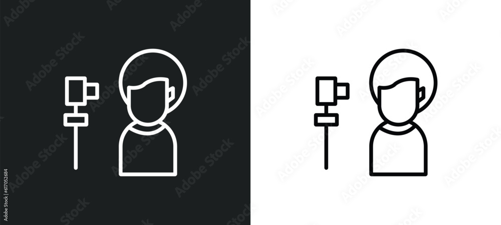 Poster vlogger line icon in white and black colors. vlogger flat vector icon from vlogger collection for we
