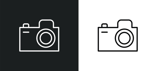 camera line icon in white and black colors. camera flat vector icon from camera collection for web, mobile apps and ui.