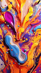 Energetic Splatter Paint abstract background. Colorful futuristic illustration art. Generative AI
