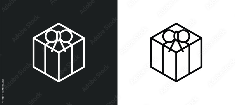 Poster cake box line icon in white and black colors. cake box flat vector icon from cake box collection for