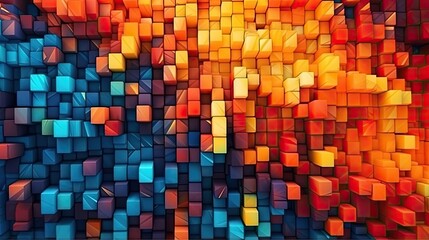 Mosaic Pixel Art abstract background. Colorful futuristic illustration art. Generative AI