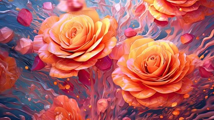 Fototapeta na wymiar Rose flowers in floral spring background. Generative AI