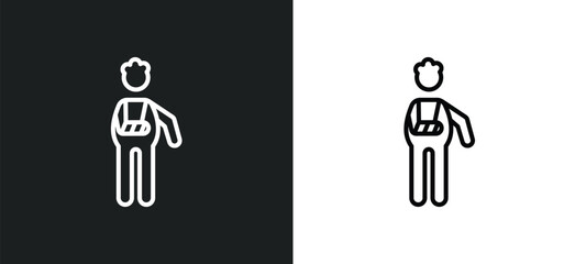 fracture arm line icon in white and black colors. fracture arm flat vector icon from fracture arm collection for web, mobile apps and ui.