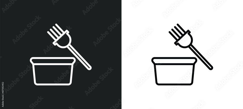 Poster tint bowl line icon in white and black colors. tint bowl flat vector icon from tint bowl collection 