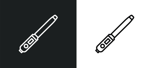 curling wand line icon in white and black colors. curling wand flat vector icon from curling wand collection for web, mobile apps and ui.