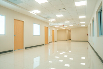 baños, Blur image background of corridor in hospital or clinic image, Generative render, door, hermoso interior de  animation, White, yellow, blue open space office interior with blank wall, Mock up