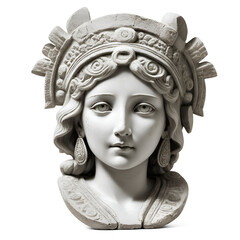 Face statue of Penelope in Greek mythology on transparent background. Generative AI	