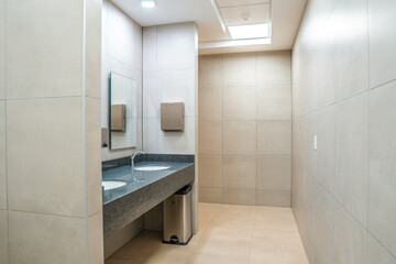 Blur image background of corridor in hospital or clinic image, Generative render, door, hermoso interior de  animation, White, yellow, blue open space office interior with blank wall, Mock up