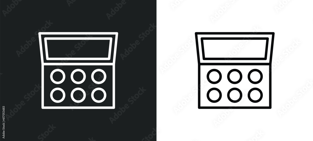 Poster eye shadow line icon in white and black colors. eye shadow flat vector icon from eye shadow collecti