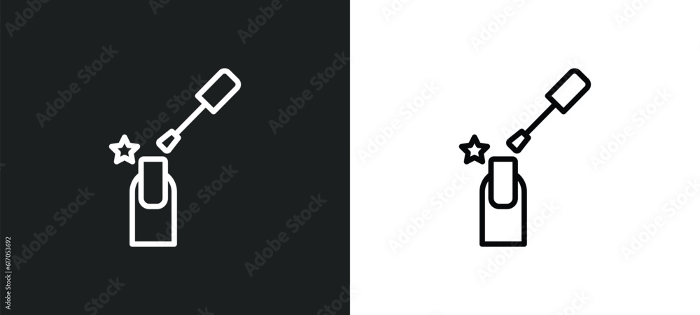 Poster manicure line icon in white and black colors. manicure flat vector icon from manicure collection for