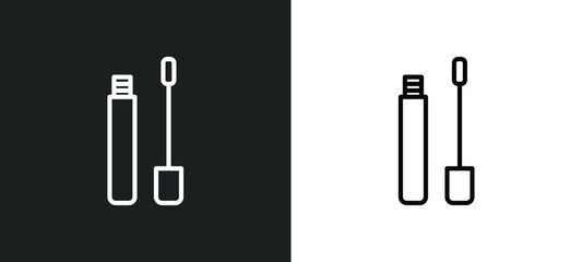 lip gloss line icon in white and black colors. lip gloss flat vector icon from lip gloss collection for web, mobile apps and ui.