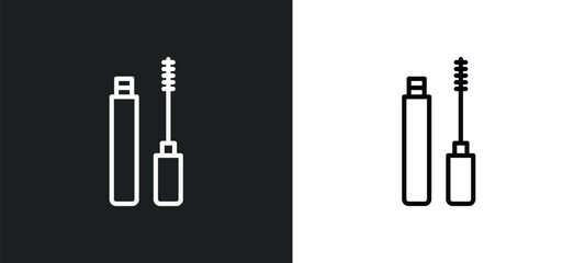 mascara line icon in white and black colors. mascara flat vector icon from mascara collection for web, mobile apps and ui.